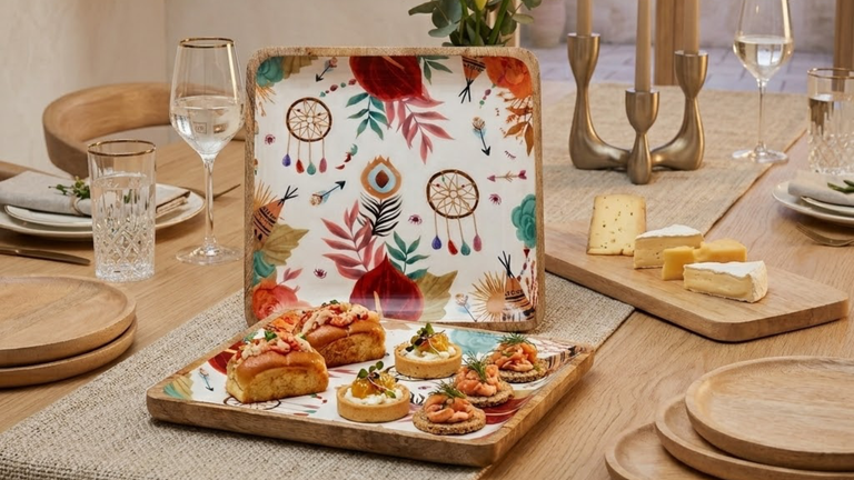 Serving in Style: Choosing Printed Wooden Serving Platters | Saaga – SAAGA