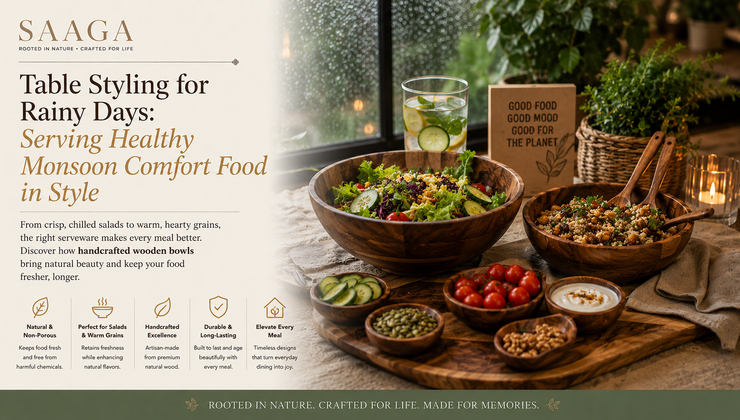 Table Styling for Rainy Days: Serving Healthy Monsoon Comfort Food in Style with Wooden Salad Bowl Styling