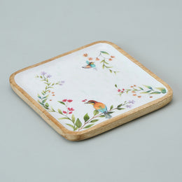 CORAL SQUARE PRINTED PLATTER