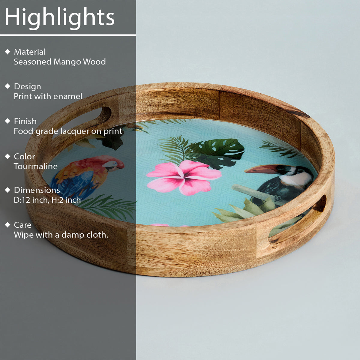 PARAKEET ROUND TRAY